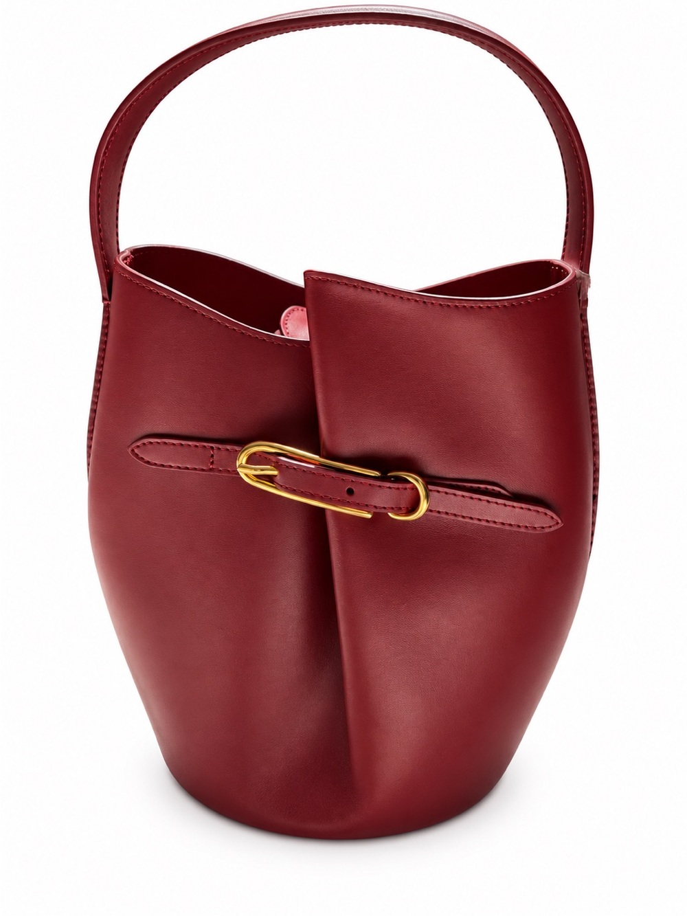 Liffner Wine Red Leather Shoulder Bucket Bag